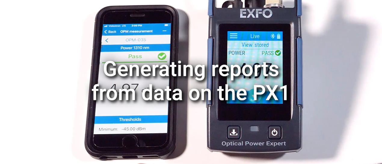 Generating reports from data on the PX1