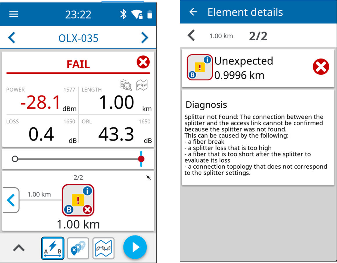 Link failure diagnostics with suggested corrective actions
