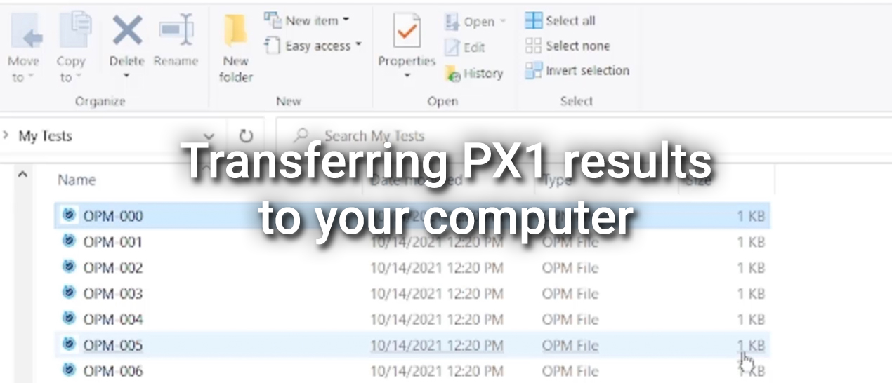 Transferring PX1 results to your computer
