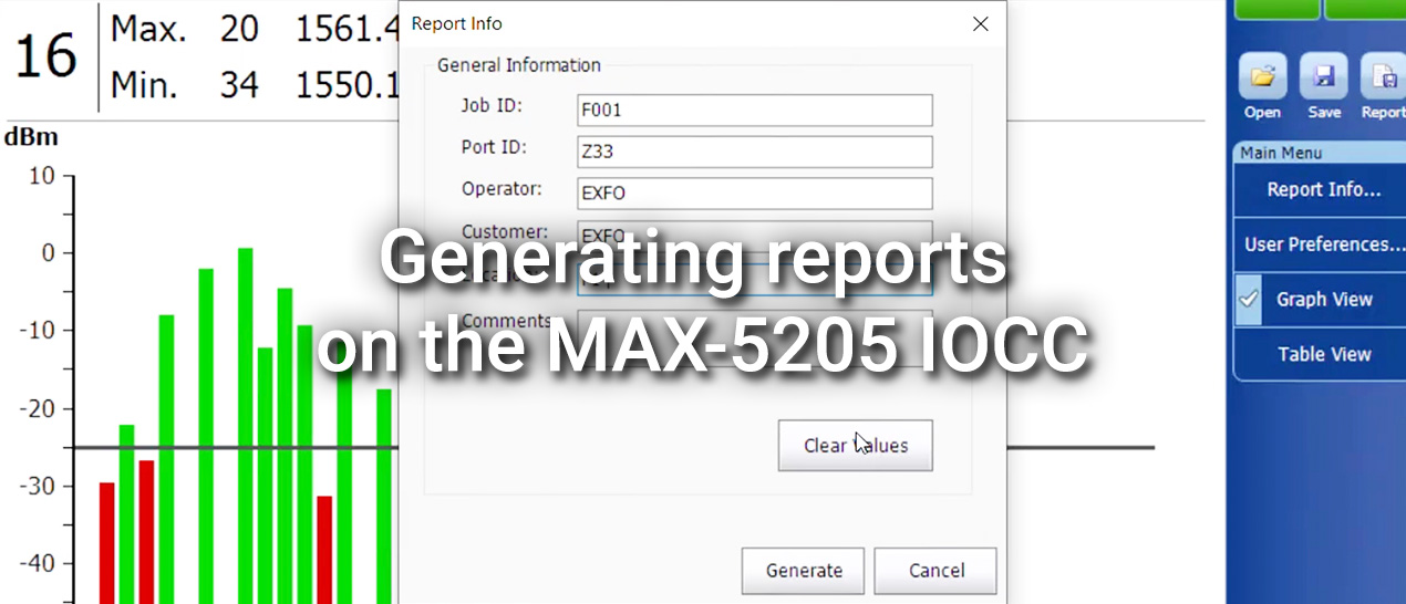 Generating reports on the MAX-5205 IOCC