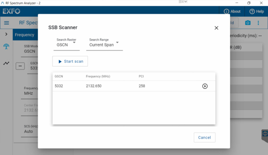 5G SSB blind scanner on 5GPro Spectrum Analyzer (version 1.2)